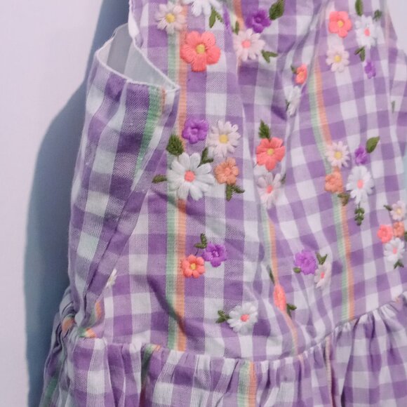 Cat & Jack Girl's Sleeveless Gingham Embroidered Tier Sundress Size (S) 6/7 - Picture 3 of 7